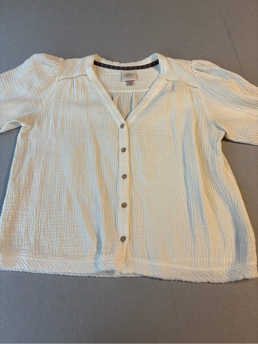 Knox Rose Cream Button-Down Muslin Blouse